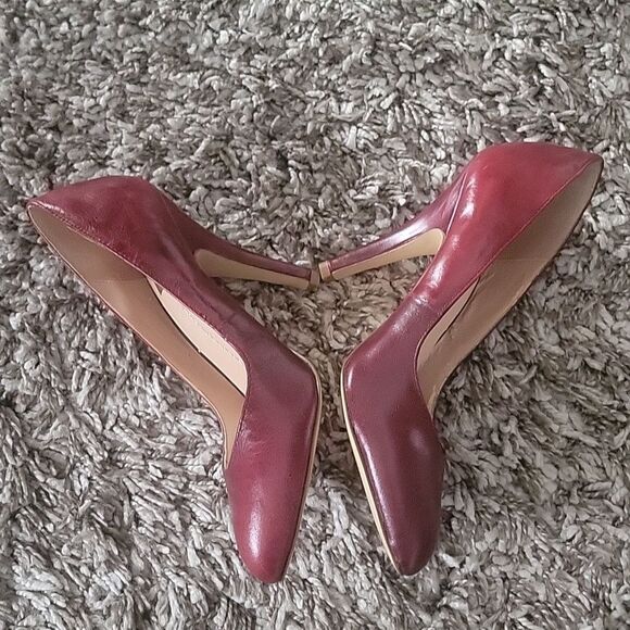 NEW Dolce Vita Burgundy Wine Leather Heels Pumps Almond 80s Y2k 4" Office Work 7 - Picture 4 of 9
